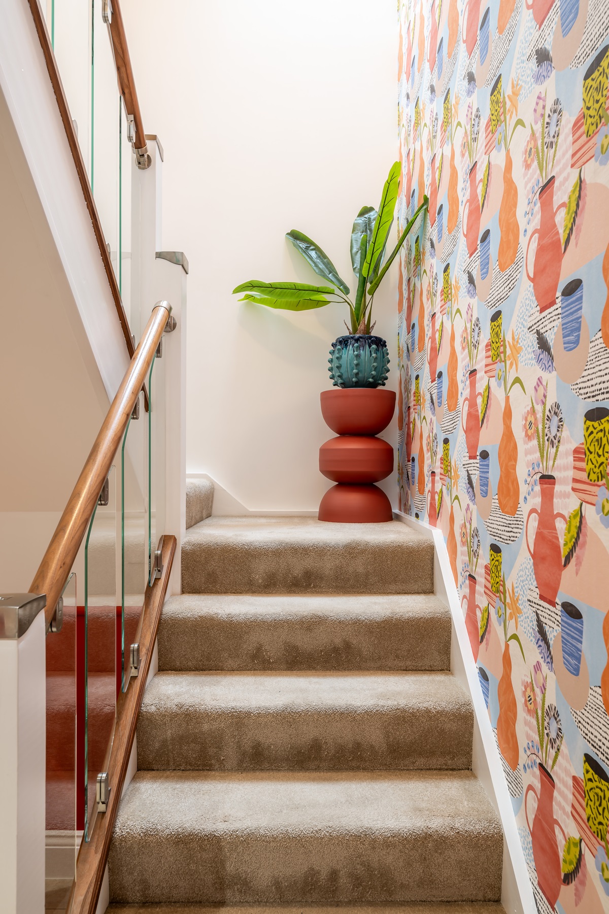 Red and orange hall way - interiors