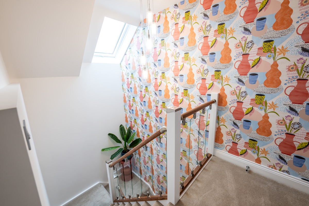 Red and orange hall way - interiors