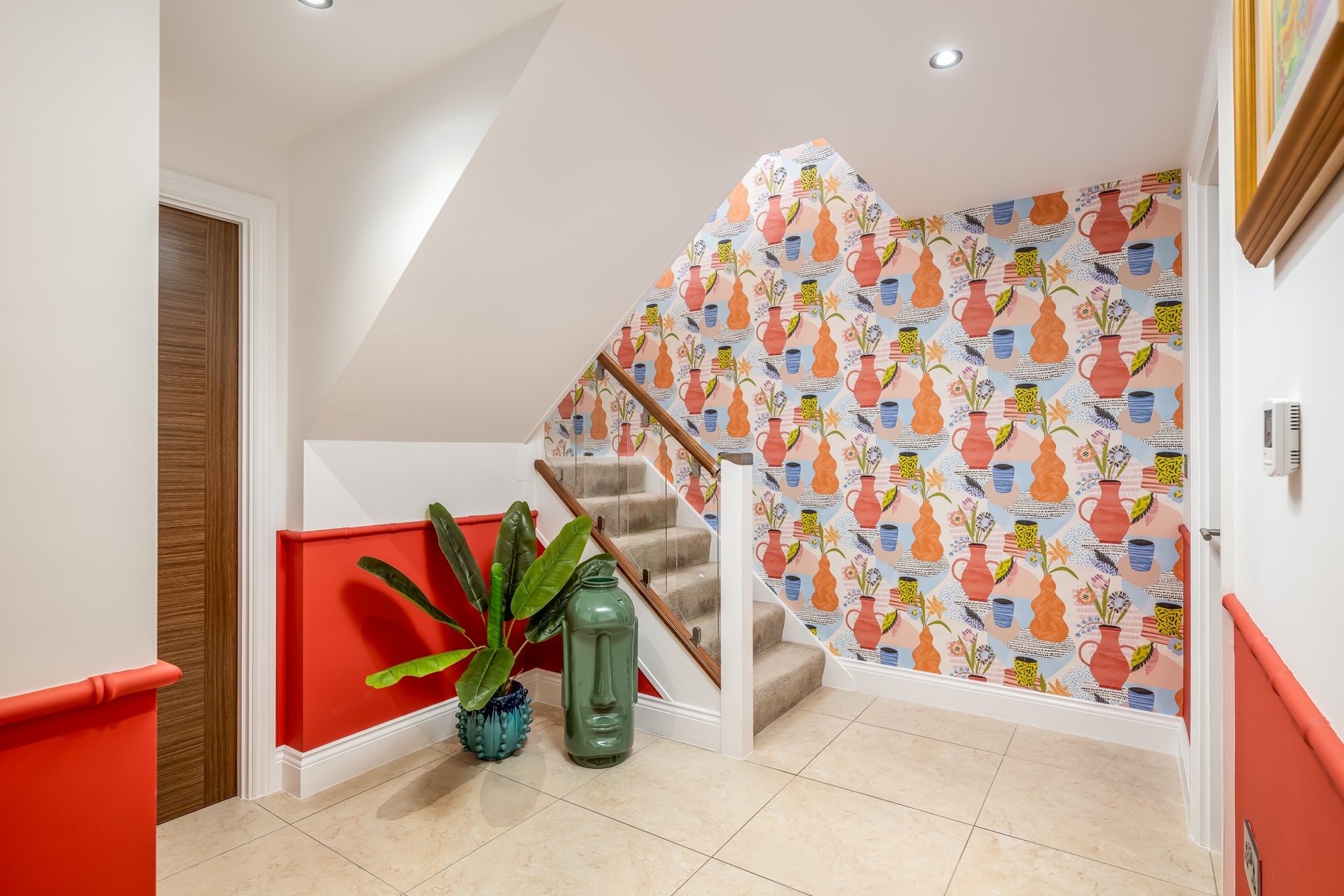 Red and orange hall way - interiors