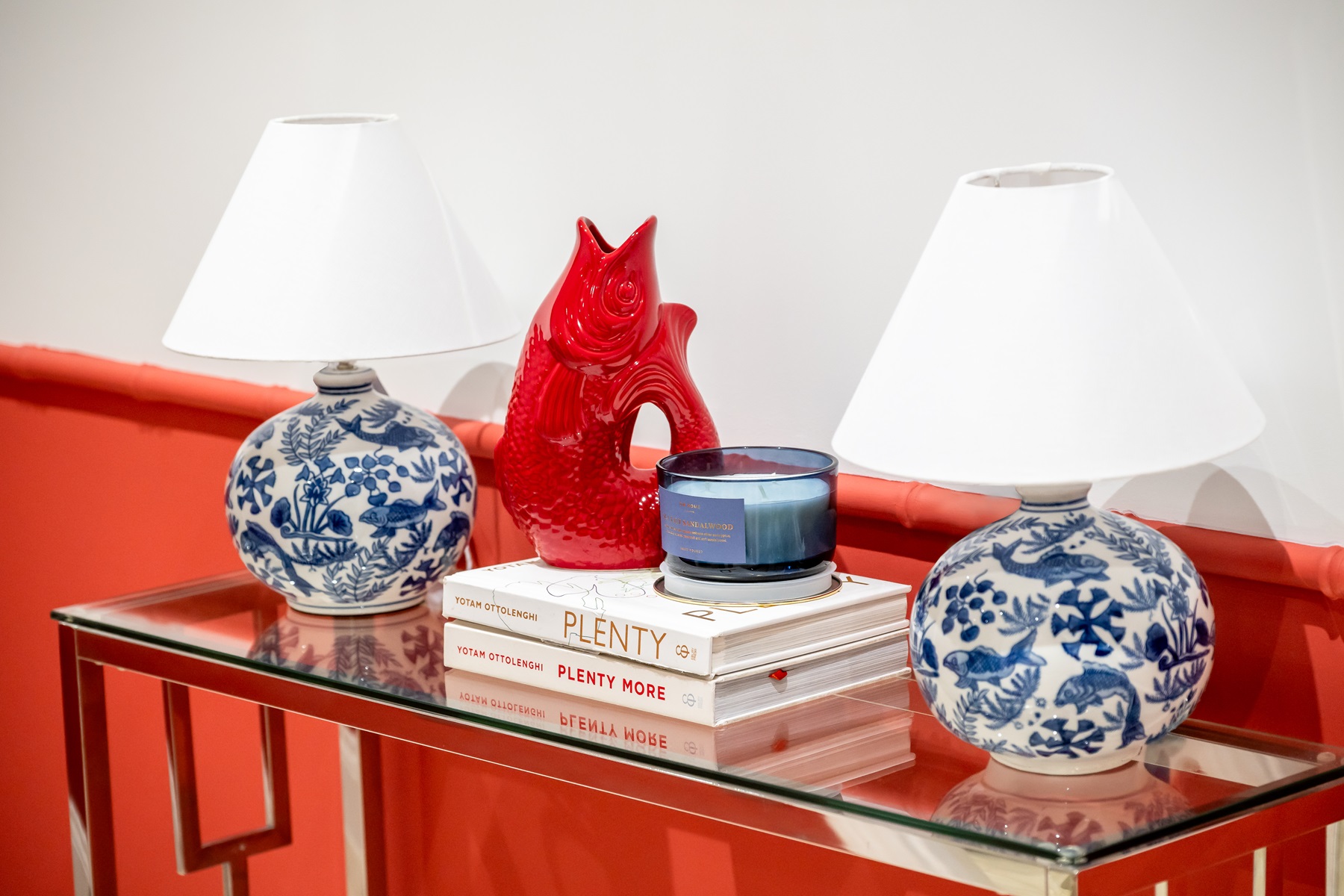 Red and orange hall way - interiors